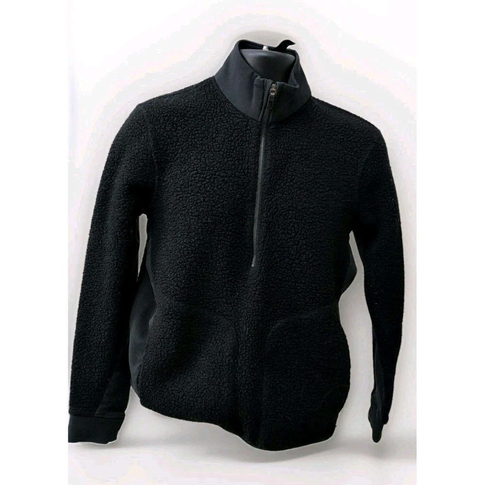 Lululemon Pullover Mens Small Tundra Trek 1/2 Zip Black Sherpa Fleece Wool Blend